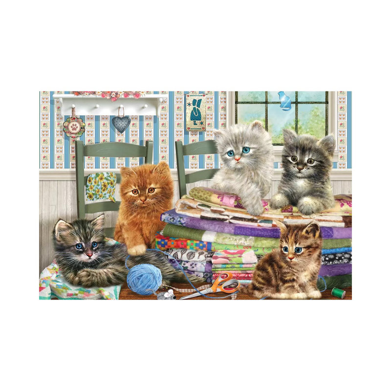 Quilting Kitties - Wrapped Canvas Print, 66.04 cm H x 45.72 cm W x 3.175 cm D