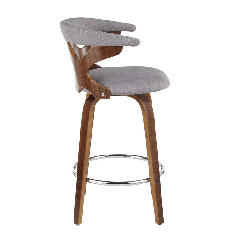 Betuel Swivel Upholstered Counter Stool with Solid Wood Frame, Light Gray