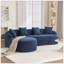 Canapé modulaire en L en éponge à compression complète avec méridienne incurvée, canapé modulaire en chenille bleu marine, haute densité 30D pour un salon d'appartement. 900 lb.-118043819