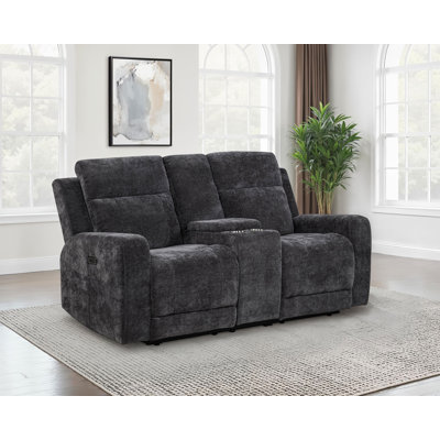 Kennett Chenille Upholstered Power Reclining Loveseat Grey