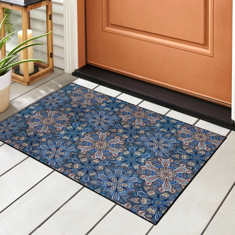 Tapis intérieur / extérieur à motif floral 100% nylon Cassidy, Rectangulaire 2 pi x 3 pi