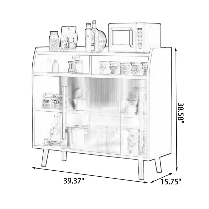 Buffet en bois manufacturé noir, H 38,58 po x l 39,37 po x P 15,75 po, Noir