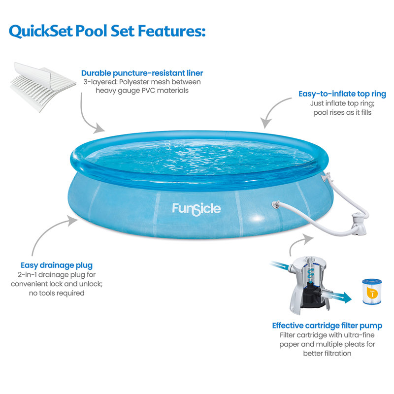 Funsicle 12' x 30" Blue Inflatable Round Above Ground Pool with Pump