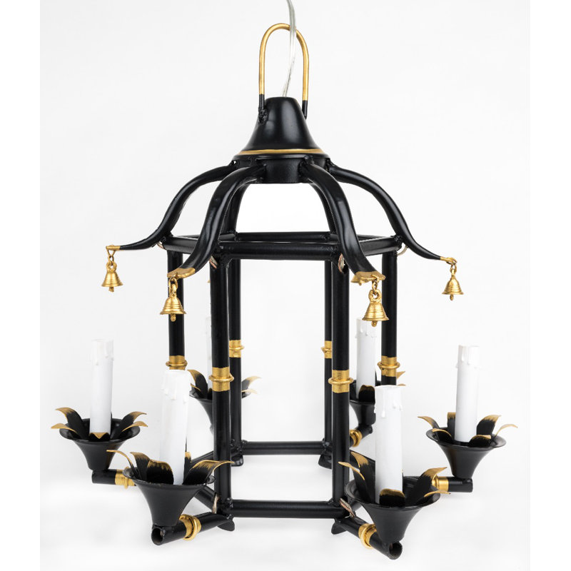 4 - Light Lantern Empire Chandelier, Black