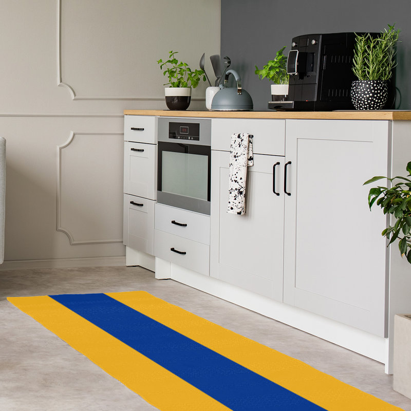 Tapis bleu/jaune, Tapis de couloir 2 pi 6 po x 8 pi