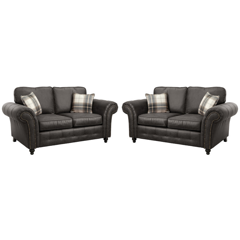 Bodnar 2 - Piece Faux Leather Living Room Set, Black