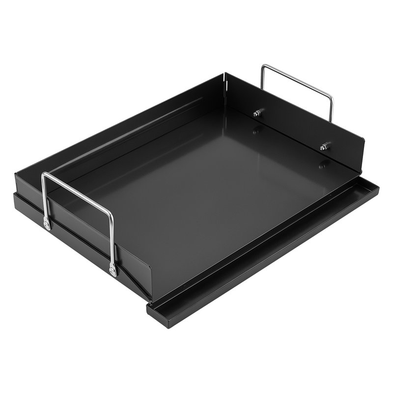 Carbon Steel Griddle 17x11 inch Flat Top Pre-Seasoned Plate Handle, for BBQ Eggs Burger, Even Heat Distribution, Non-Stick Portable Rectangular Family Cookware for Outdoor Gas Grill/Stove, Oven