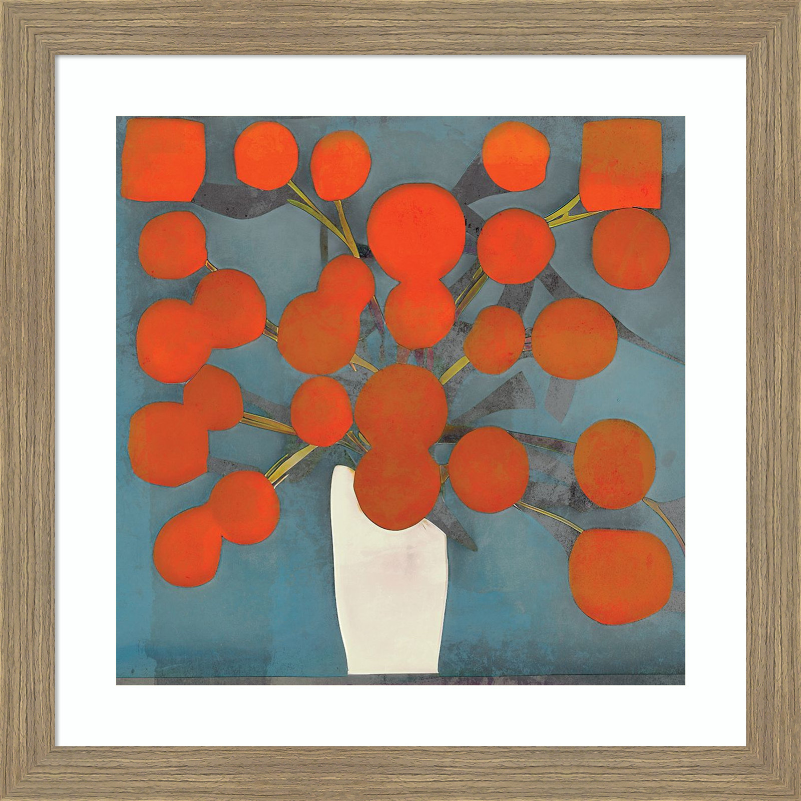 Abstract Orange Flowers Print by Elena Ray, Brown, 18" H x 18" W