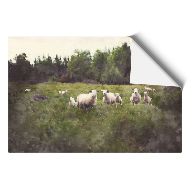 Curious Sheep Painting - Frameless Print, 30cm H x 42cm W x 0.1cm D