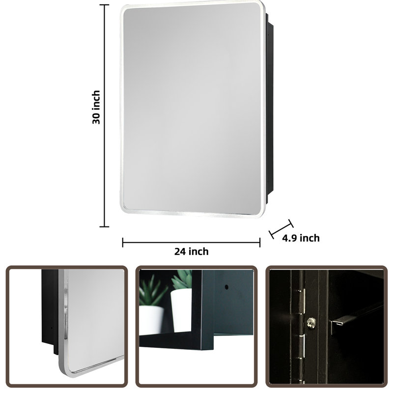 Armoire à pharmacie pour salle de bain, H 30 po x l 24 po x P 4,9 po