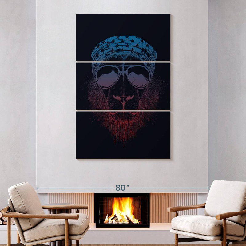 Brampt Wild Lion Dark, 74" H x 48" W