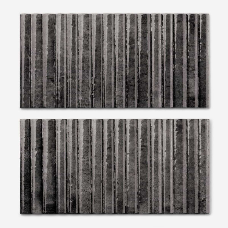 Curve Fluted 6X12 3D Glossy Ceramic Tile, Black