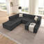Canapé modulaire en forme de U de 135 po avec méridienne et repose-pieds mobile modulaire en forme de U pour le salon, canapé en osier revêtu de chenille avec accoudoirs ondulés, sans oreillers inclus-880185217