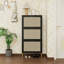 Étagère à chaussures en rotin 3 portes, armoire de rangement pour chaussures moderne autoportante, pour vestibule-158526366