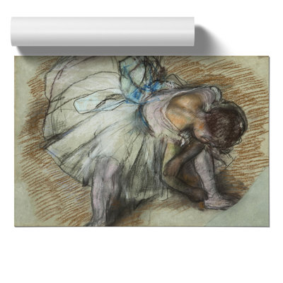 Ballet Ballerina Dancer Tying Her Slipper Vol.3 by Edgar Degas - No Frame Painting
