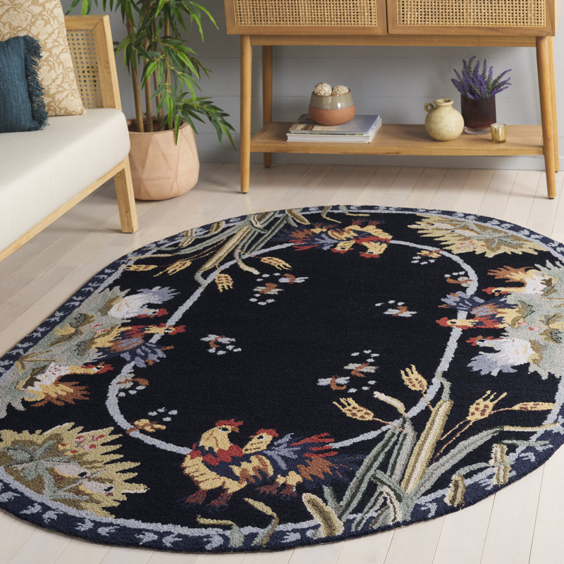 Kinchen Hand Hooked Wool Oriental Rug, Oval 4'6" x 6'6" 
