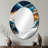 Abstract Geode Waves Blue II - Blue Modern Oval Wall Mirror-897320380