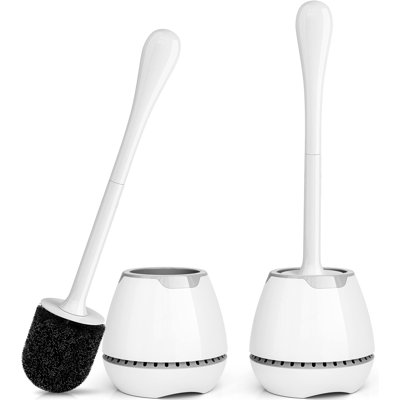 Toilet Brush 2 Pack, Toilet Bowl Brush With Ventilated Holder And Ergonomic Handle, Durable Bristles Toilet Scrubber Set For Bathroom Cleaning