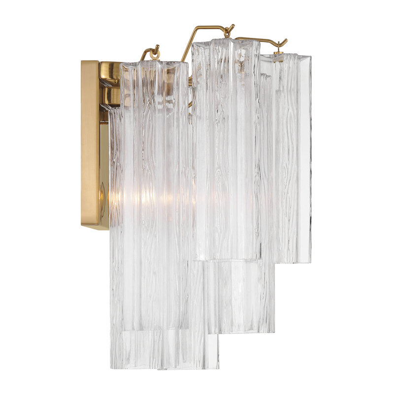 Hardman 2 Light Aged Brass Sconce, Clear, Gold