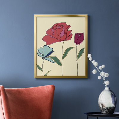 «Colored Floral I», toile encadrée de qualité supérieure - prête à être accrochée