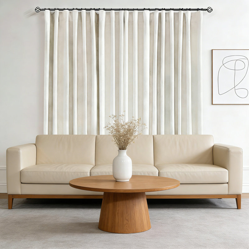 Linen Blackout Curtains, Light Blocking, 96 Inch Long, For Sliding Door, 2 Panels, 52X96 Inch, Natural Beige