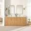 Meuble-lavabo double 84 po Carrasco en chêne brun naturel avec plateau en pierre de quartz blanc soyeux-1430419596-1469449534