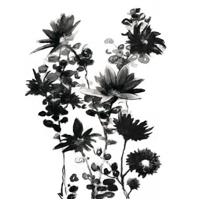" Various Watercolor Flowers Black 2 "