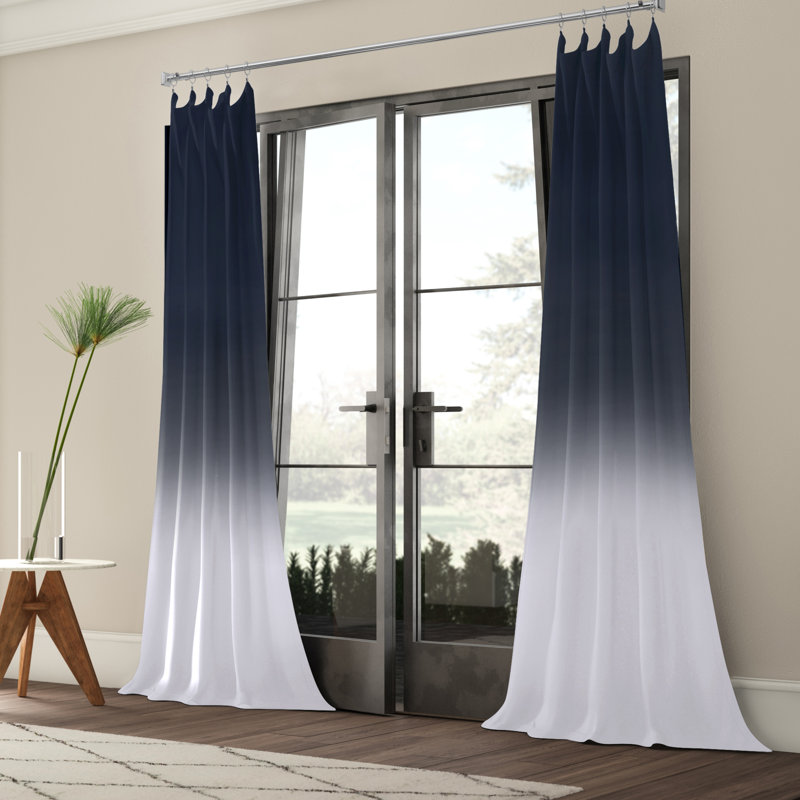 Panneau de rideau simple en voilage d'aspect lin Nakano pour la chambre à coucher et le salon, l 50 po x L 84 po, Bleu