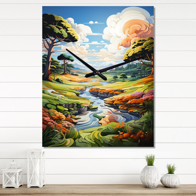 Horloge murale Fairway A Whimsical III - Paysages, Grand