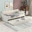 Twin Size Daybed With Trundle And Socket - Cozy Beige Upholstered Removable Plug