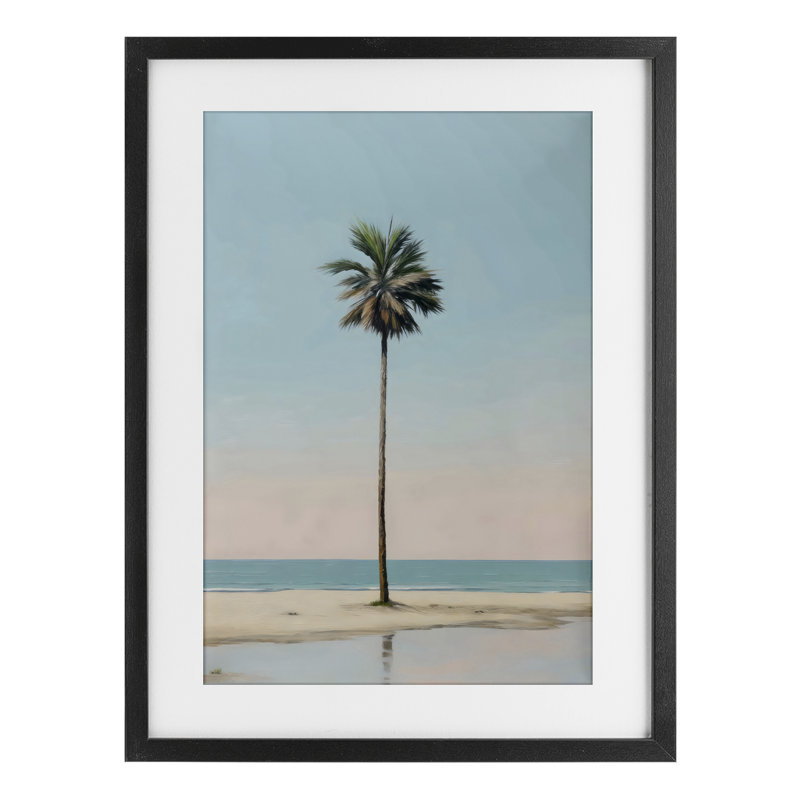 Impression encadrée sous verre High Tide Lone Palm, conception par LSR Design Studio, H 20 po x l 14 po, Cadre noir minuit