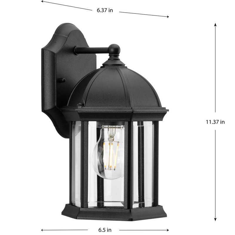 Wall Light, 11.37" H x 6.50" W x 6.37" D, Textured Black
