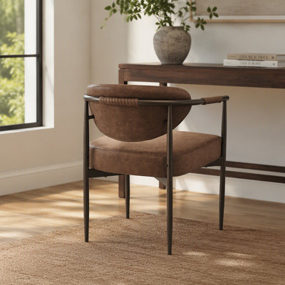 Ensemble de 2 chaises de salle à manger rembourrées modernes avec cadre en fer doré et cuir PU, fauteuils d'appoint pour la cuisine et le restaurant