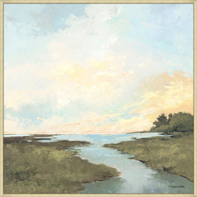 Sunrise Waterway Framed Watercolour Painting Print Canvas