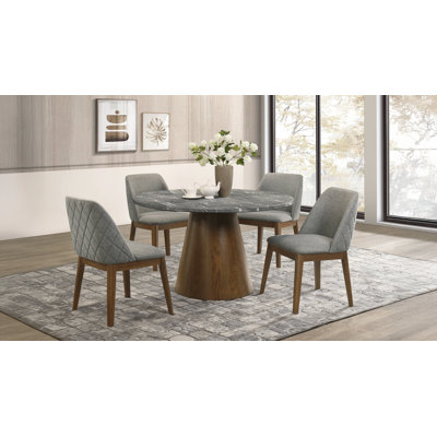 Franklin 5-piece 50-inch Round Dining Table Set Grey and Dark Oak