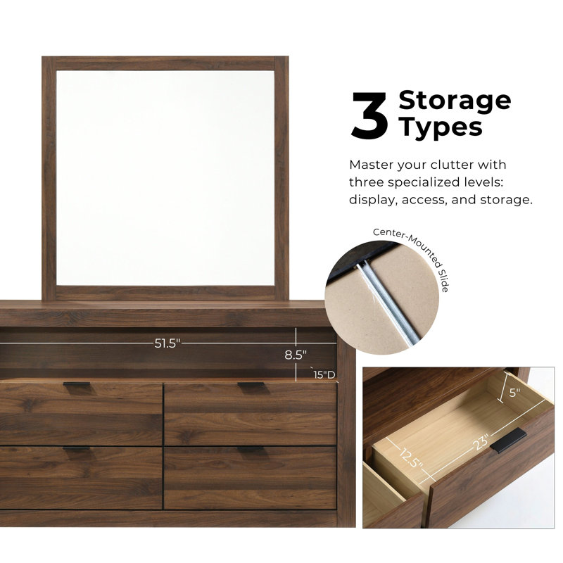 Ensemble commode et miroir 2 pièces Hildebran, Noir