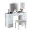 Ensemble de meuble-lavabo 1 pièce de style contemporain avec miroir de 3 m, lumières DEL, tiroirs de rangement, glissières en bois et tabouret rembourré pour la chambre à coucher