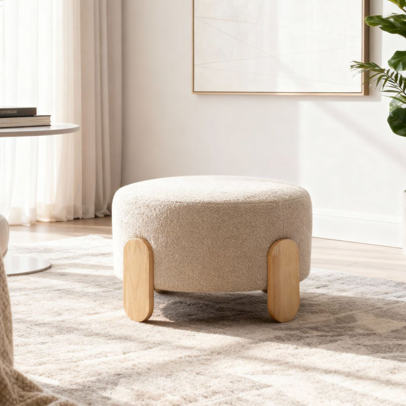 24.8'' W Round Upholstered Ottoman