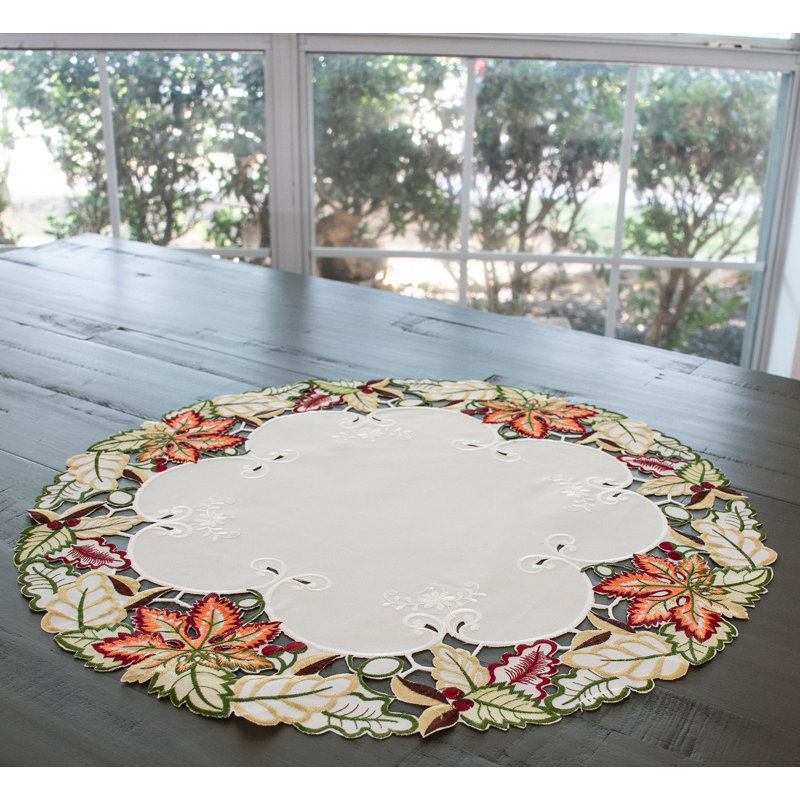 Quackenbush Fall Maple Leaf Square and Round Doily (24" Round)