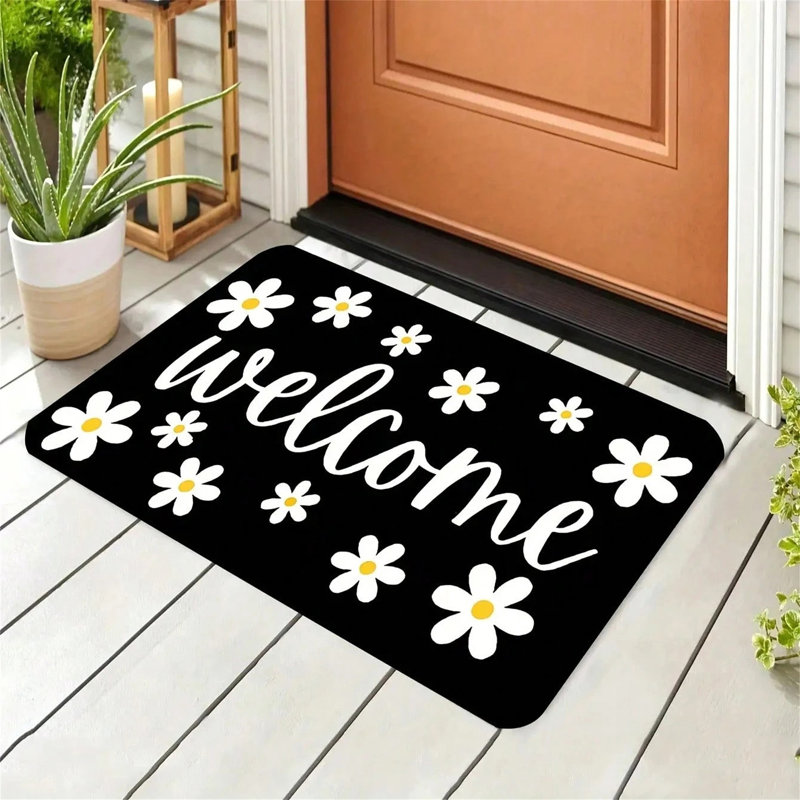 Tapis d'entrée en polyester antidérapant à séchage rapide avec support en PVC pour salle de bain 1pc