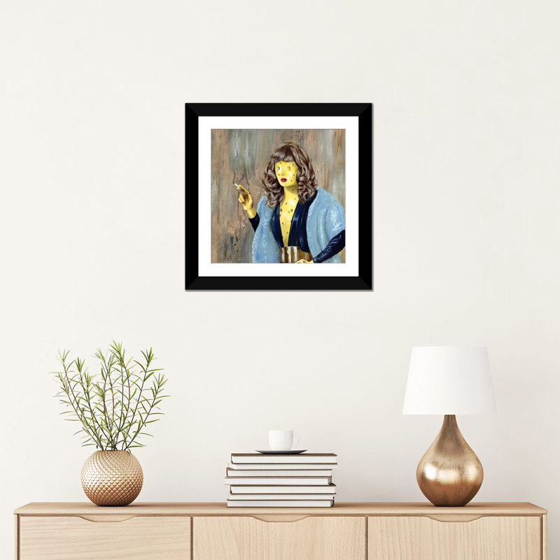 « fromage bougon », reproduction d’art sur toile, H 16 po x l 16 po x P 1 po, Papier d'art encadré noir, Blanc