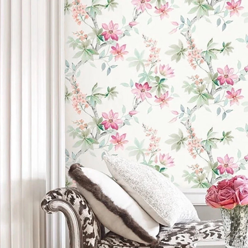 Papier peint botanique avec branches vertes et branches vertes