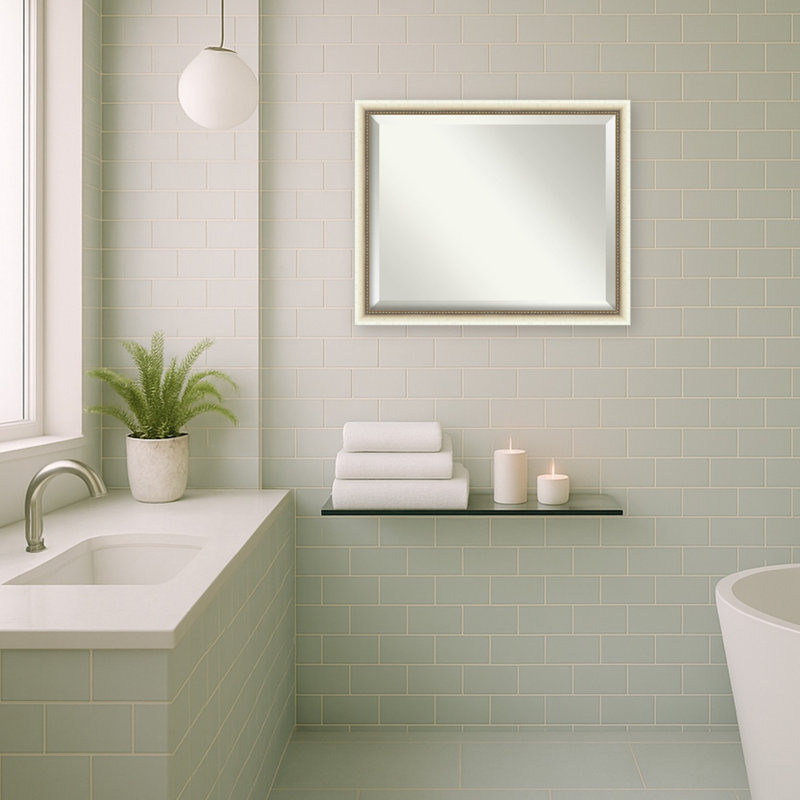 Miroir mural de salle de bain Phillip, 18 in. W x 22 in. H, Blanc Belmont