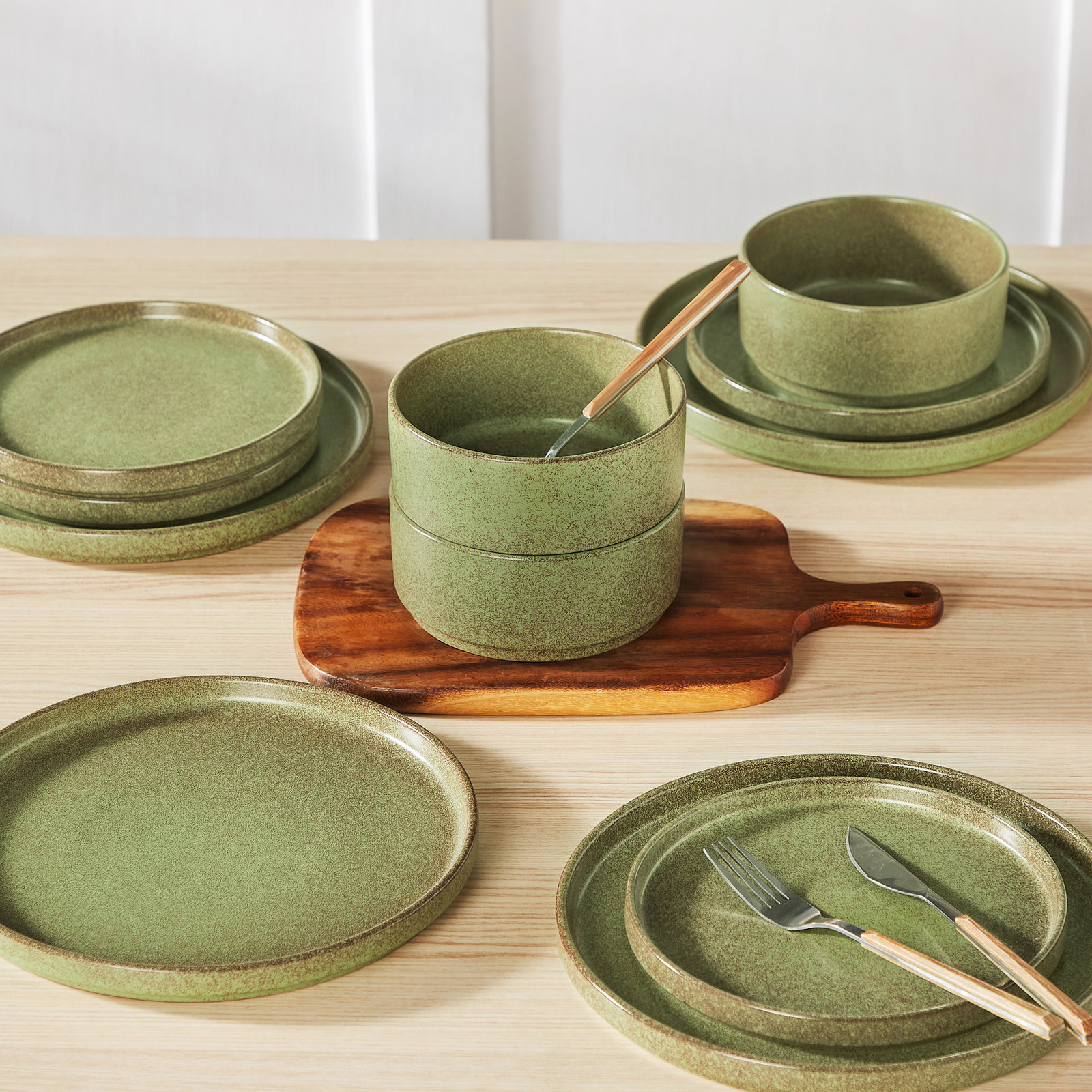Ceramic Dinnerware Set, Green
