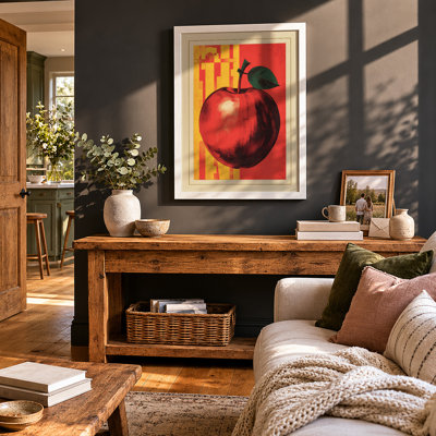 Red Apple Print Retro - Framed Print