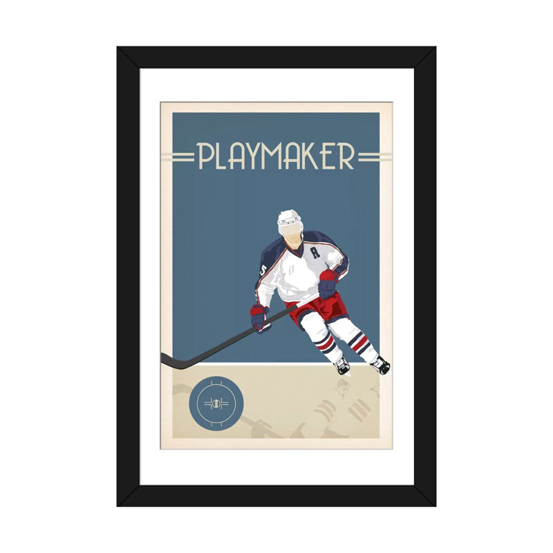 « playmaker », impression sur toile, H 24 po x l 16 po x P 1 po, Papier d'art encadré noir, Blanc