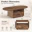 Table basse ovale pliante de 120 cm avec tiroir, tablette de rangement ouverte et roulettes verrouillables-135439041