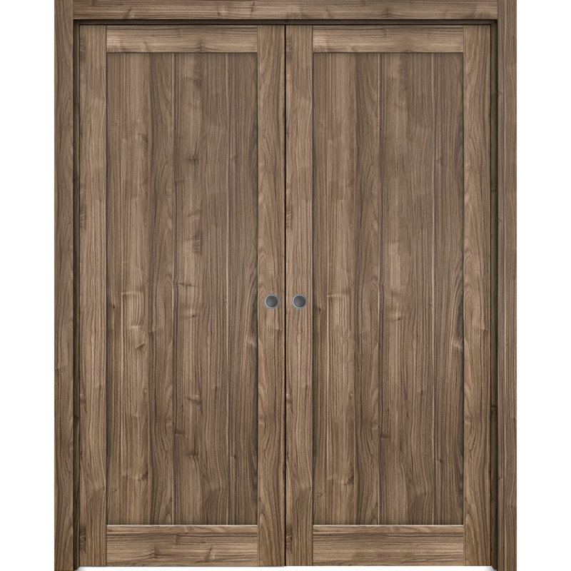 Portes à panneaux coulissantes à panneaux Quadro, 36 po x 96 po, Noyer