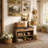 Storage Bench With PU Leather Seat Cushion | Hidden Top Compartment & 2 Open Shoe Shelves-1689294169