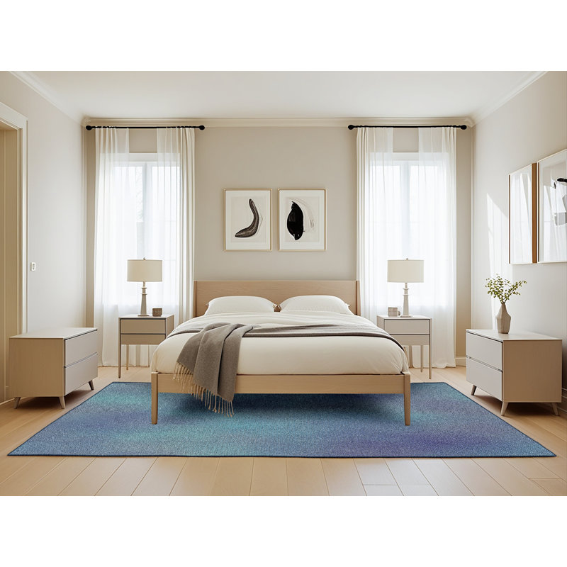 Tapis décoratif bleu, Rectangle 5 pi x 8 pi